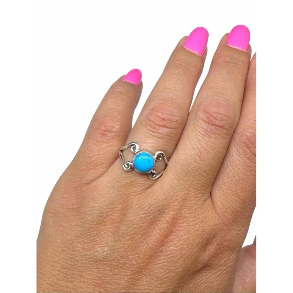 Sleeping Beauty Turquoise Ring Size 7.5 Solid 925 Sterling Silver